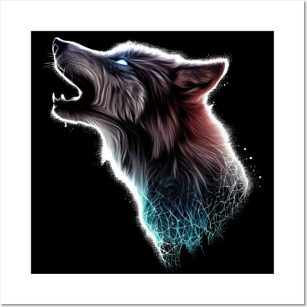 Majestic Wilderness: Intricate Wolf Head Silhouette Wall Art by Stupid Coffee Designs